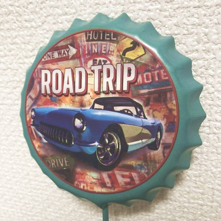 新品】ボトルキャップ型 壁掛けフック ROAD TRIP クラシックカー