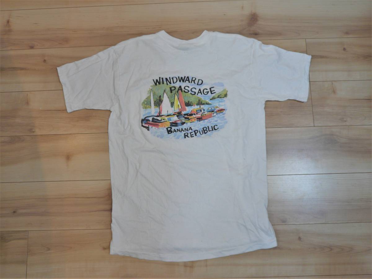 90s USA製 BANANA REPUBLIC ヴィンテージプリントＴシャツ ポケットＴシャツ S_画像2