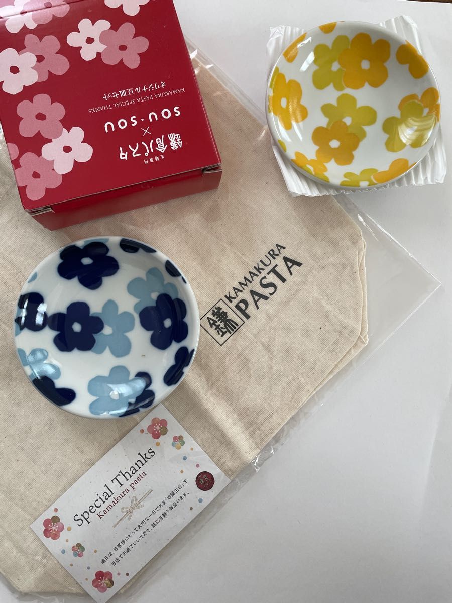鎌倉パスタ × SOU・SOU オリジナル 豆皿2枚 & ミニトートバッグ