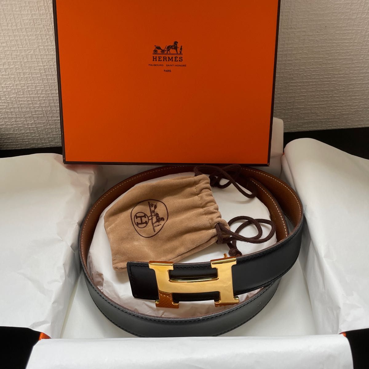 HERMES エルメス コンスタンスリバーシブルベルト65 ゴールドカラー