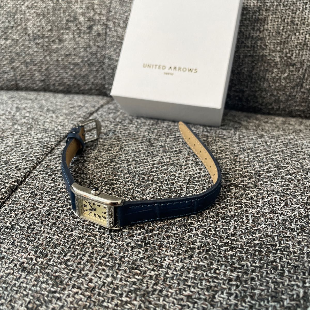 新品未使用】UNITED ARROWS レザーベルト 腕時計 ネイビー
