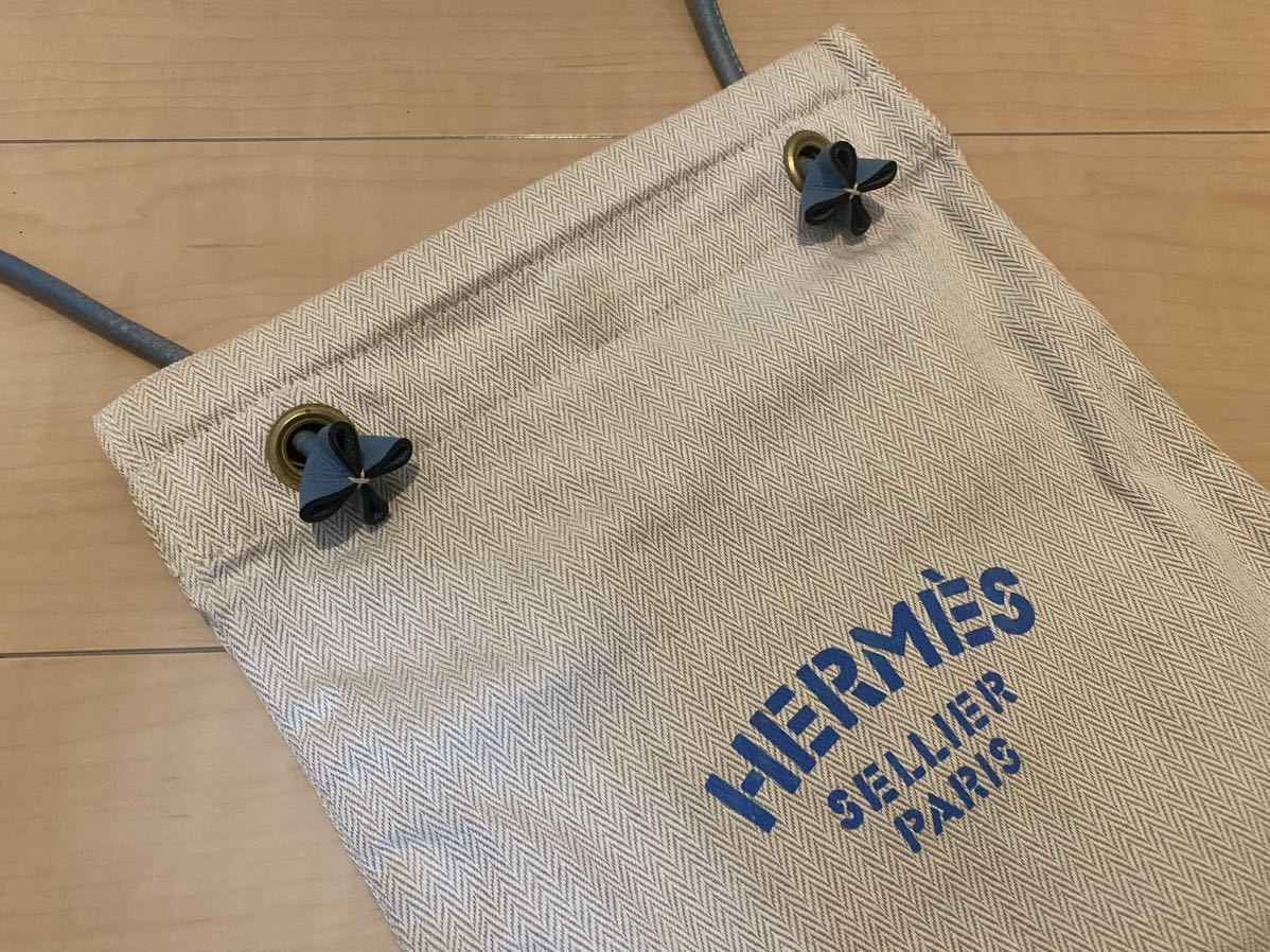 可愛い☆人気♪美品HERMESエルメスアリーヌロゴ入りキャンバス&本革
