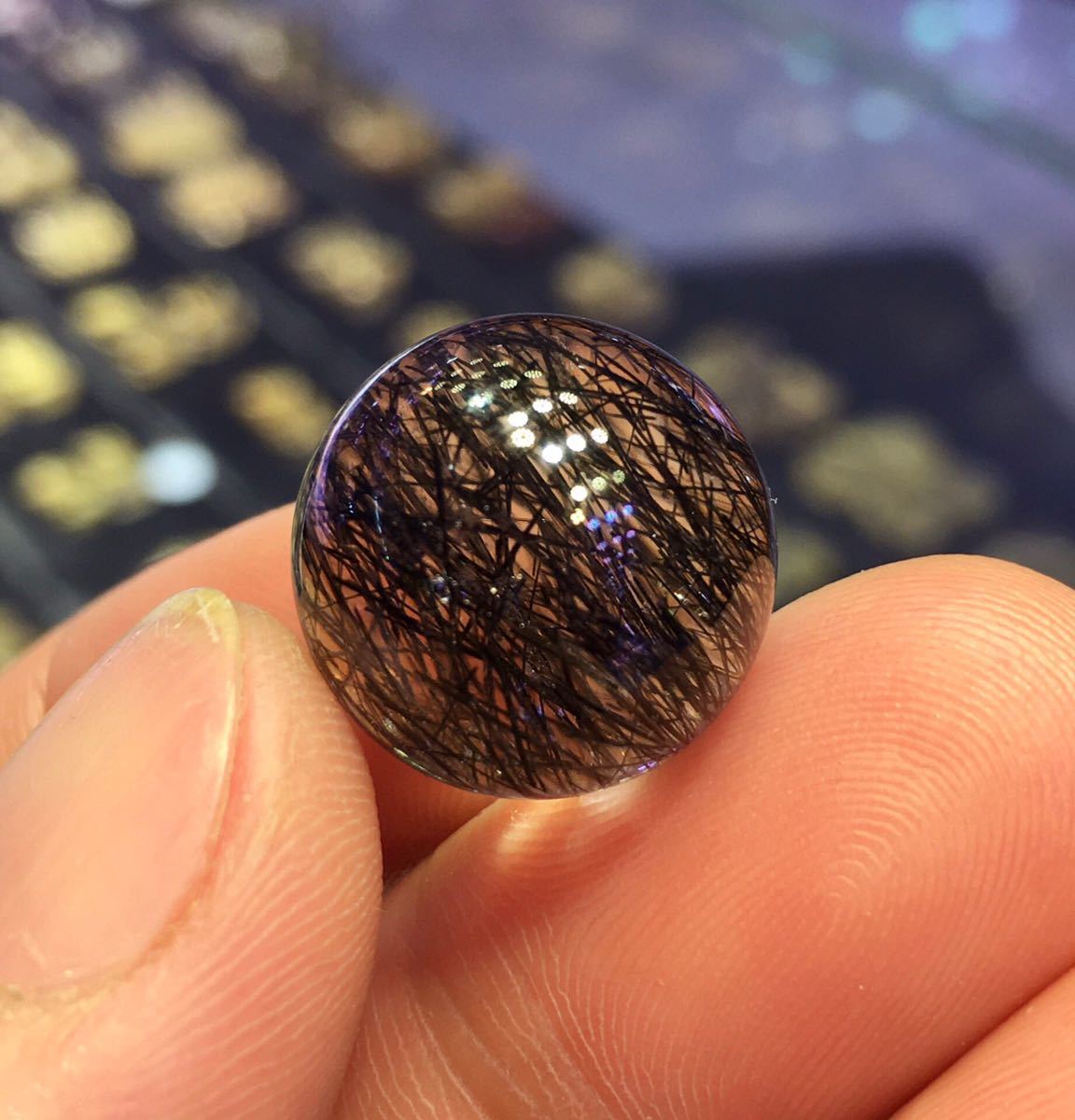 期間限定キャンペーン 天然ブラックルチルクォーツルース16.4mm6.4g
