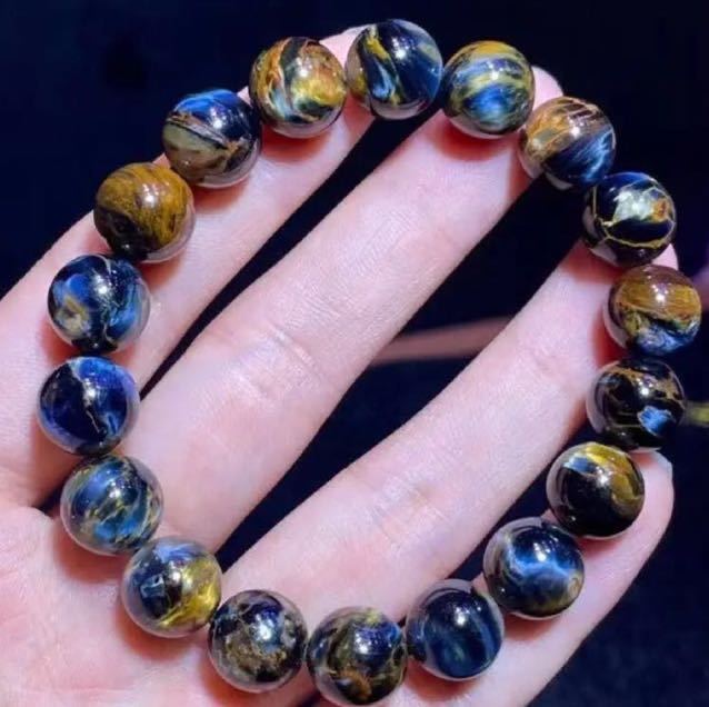 【天然】ブルーピーターサイト キャッツアイ効果強 ブレスレット 11.4mm