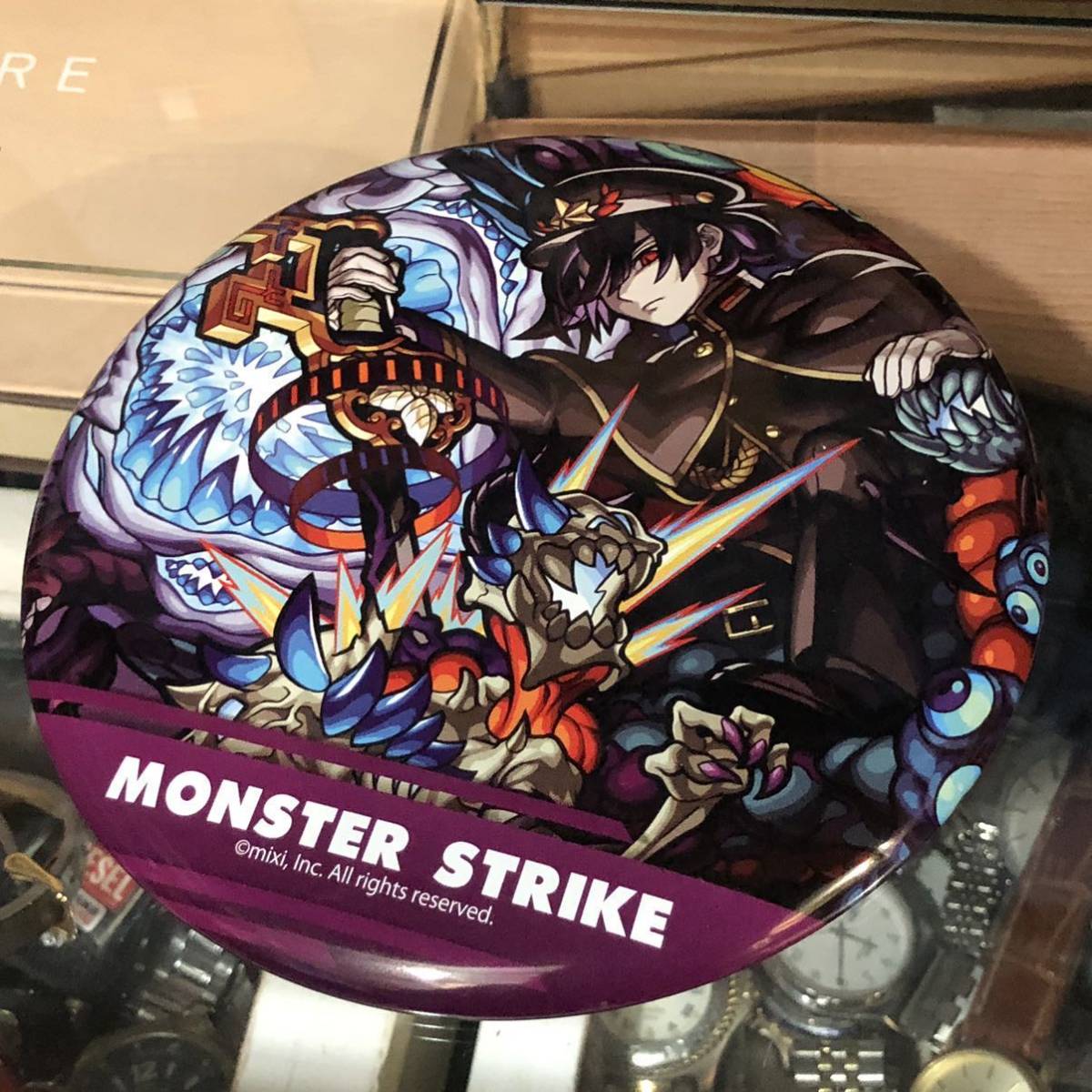 【即決】 MONSTER STRIKE 穢レノ常夜 黄泉 モンスト15cmビッグ缶バッジ モンスターストライク モンスト物産展秋の市 モンストくじ2B賞 中古_画像1