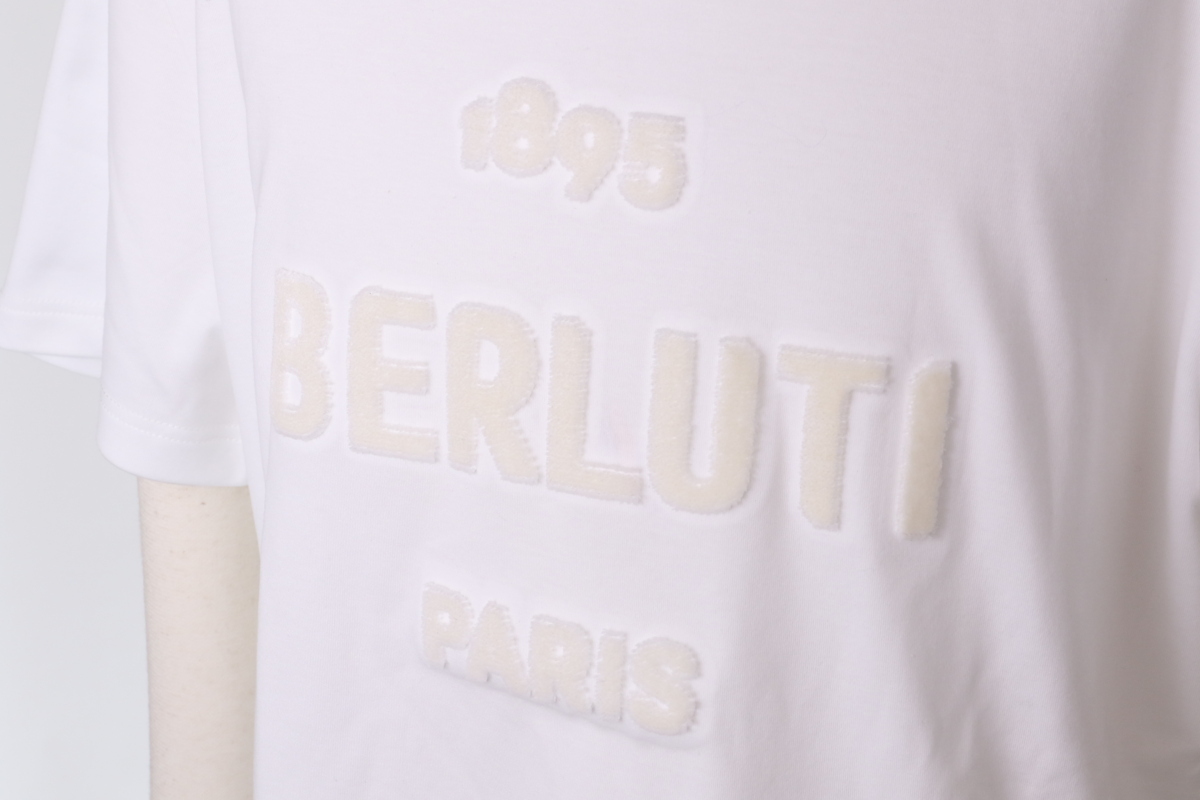 新品 ベルルッティ ベルベットエフェクト ロゴ Tシャツ ホワイト