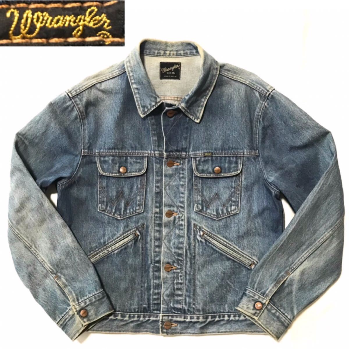 漢のビンテージ80〜90年代 Wrangler ラングラー デニムジャケット 日本製　Gジャン ヴィンテージ メンズ ラングラージャパン 124MJ