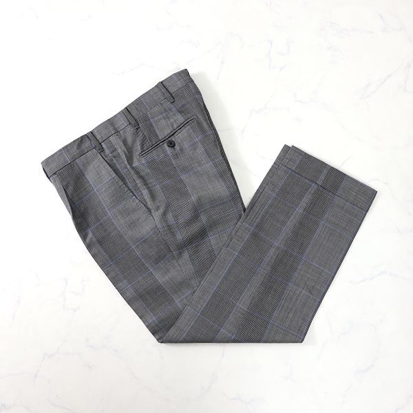 1円〜 美品 ラルディーニ LARDINI 3-YD013　最高級サルトリアライン　 ウール スーツ メンズ グレー チェック48_画像8