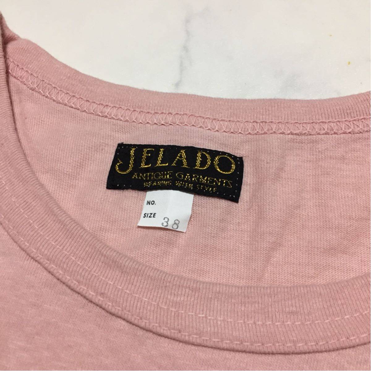 JELADO ジェラード フラガール フロッキープリント 半袖Tシャツ 38 M ピンク_画像3