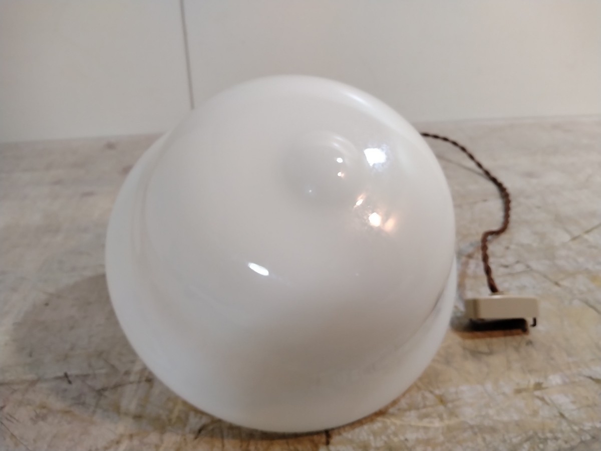 0517-7. pavilion style | milk glass |. white color glass | Taisho design | koma type | hanging lowering pendant light small C
