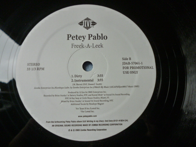 Petey Pablo 名曲2枚セット Freek-A-Leek オリジナル & REMIX 試聴可 オリジナル盤 12 ダーティ・サウス HIPHOPヒットチューン_画像7