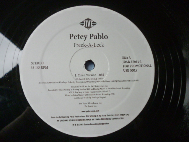 Petey Pablo 名曲2枚セット Freek-A-Leek オリジナル & REMIX 試聴可 オリジナル盤 12 ダーティ・サウス HIPHOPヒットチューン_画像6