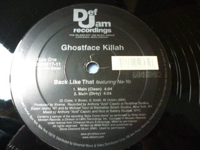 Ghostface Killah ft. Ne-YO / Back Like That シュリンク付 試聴可 オリジナル盤US12 メロディアス HIPHOP 哀愁サウンド_画像2