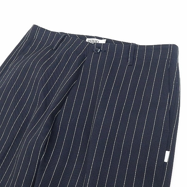 新品同様 20AW○SEQUEL シークエル TYPE-F STRIPE CHINO PANTS NAVY