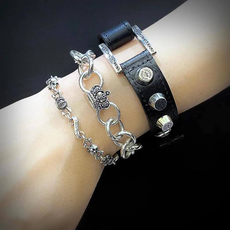  new goods Justin Davis SBJ552 DOUBLE CROSS Skull Crown bracele regular price 42,900 jpy 8inch postage 370 jpy ~ JUSTIN DAVIS men's accessory 