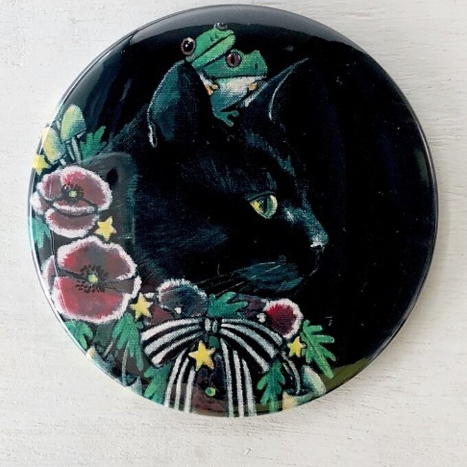  star month cat *[ everyday art . original design. can mirror ] month ( full month ) black cat white cat structure la hand-mirror 