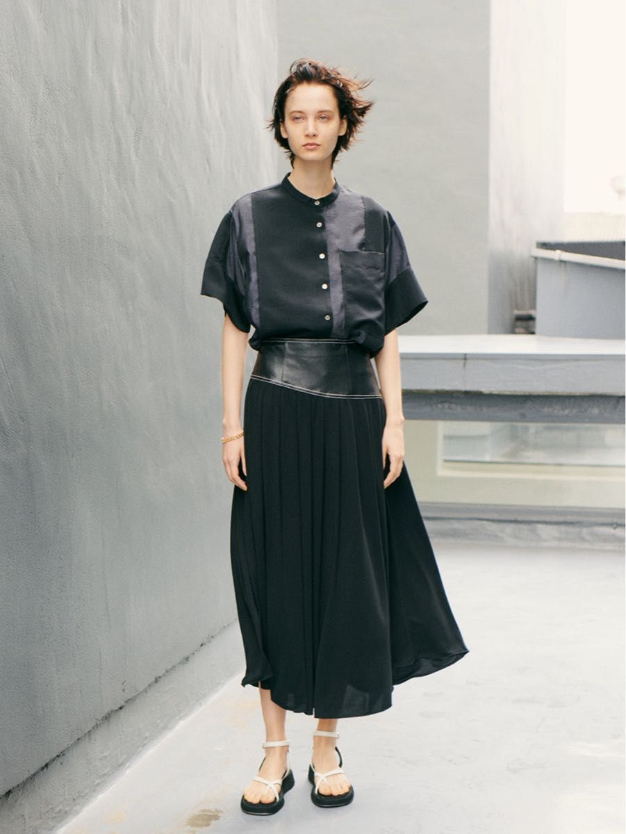 【LE CIEL BLEU / ルシェルブルー 】Leather Corset Skirt レザー　スカート　未使用タグ付き
