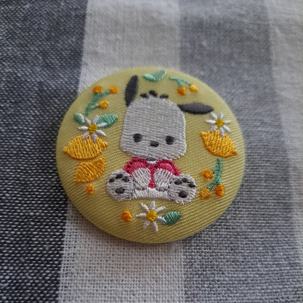 Sanrio Pochacco embroidery can badge | Sanrio can bachi embroidery 