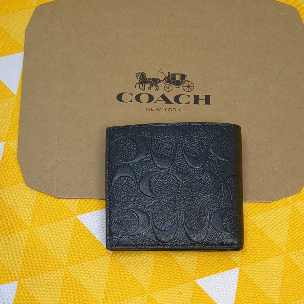 コーチ　COACH 2つ折財布　メンズ財布　小銭入れ　カード　ブラック　F75363 新品未使用