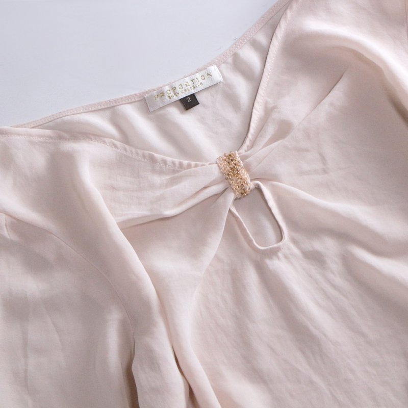  beautiful shortage of stock hand Proportion Body Dressing P # spring summer .. easy ornament beads chiffon shirt cut and sewn 2 S light pink blouse 