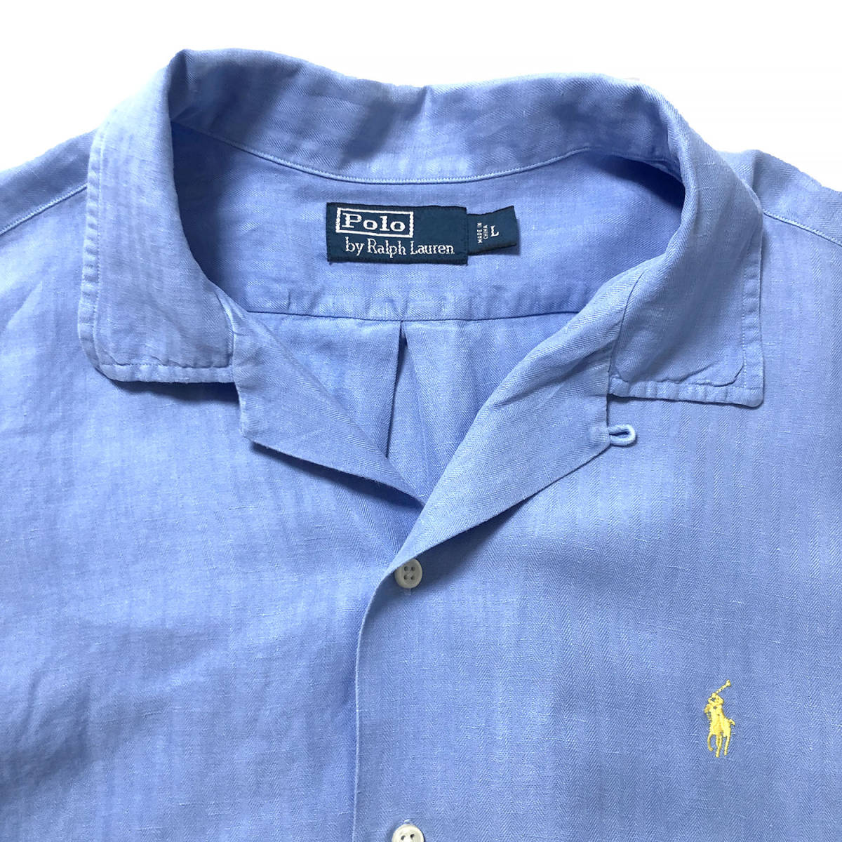 90S Polo Ralph Lauren шелк linen. воротник рубашка с коротким рукавом открытый цвет b люмен zL Polo by Ralph Lauren б/у одежда BF1481