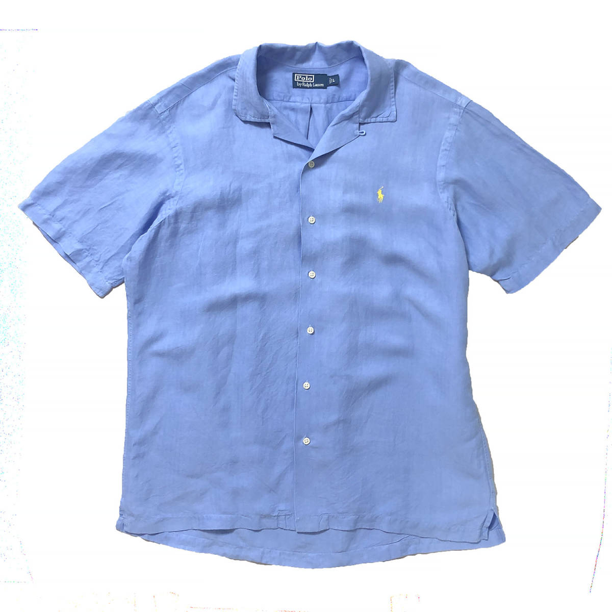 90S Polo Ralph Lauren шелк linen. воротник рубашка с коротким рукавом открытый цвет b люмен zL Polo by Ralph Lauren б/у одежда BF1481