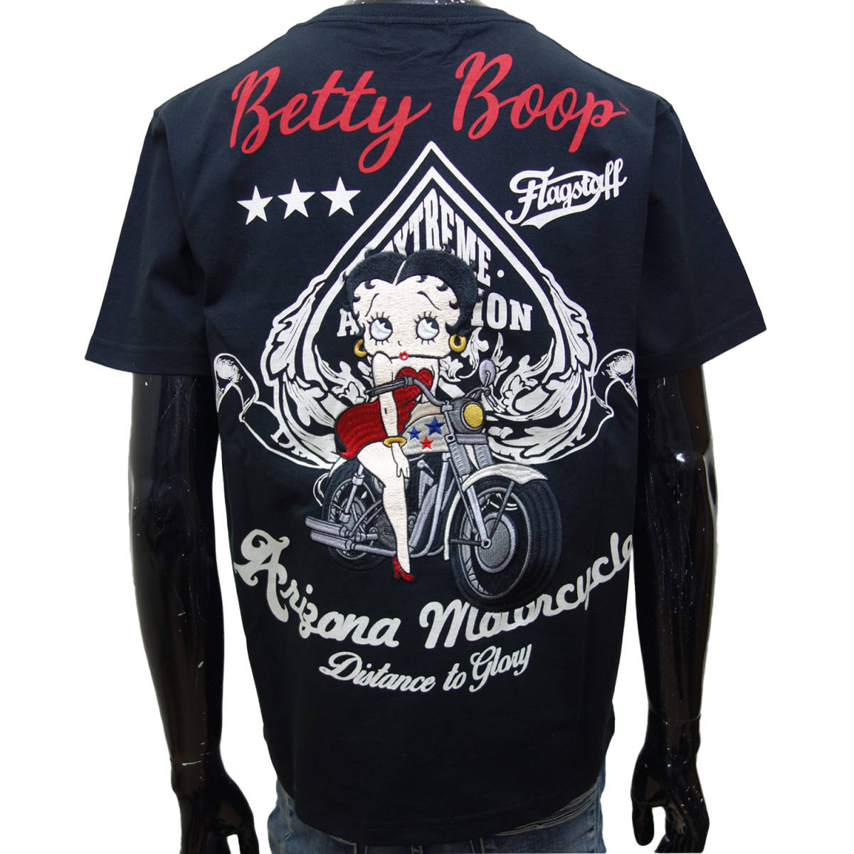 送料無料 フラッグスタッフ 半袖 Tシャツ 432020 黒 LL(XL) ベティちゃん コラボ FLAG STAFF Betty Boop バイカー アメカジ メンズ_画像9
