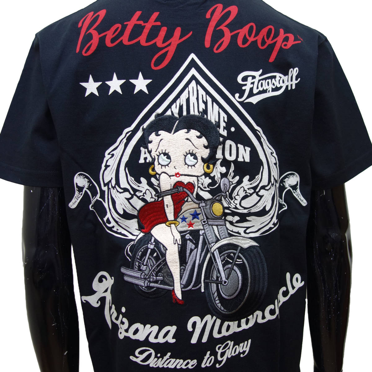 送料無料 フラッグスタッフ 半袖 Tシャツ 432020 黒 LL(XL) ベティちゃん コラボ FLAG STAFF Betty Boop バイカー アメカジ メンズ_画像3