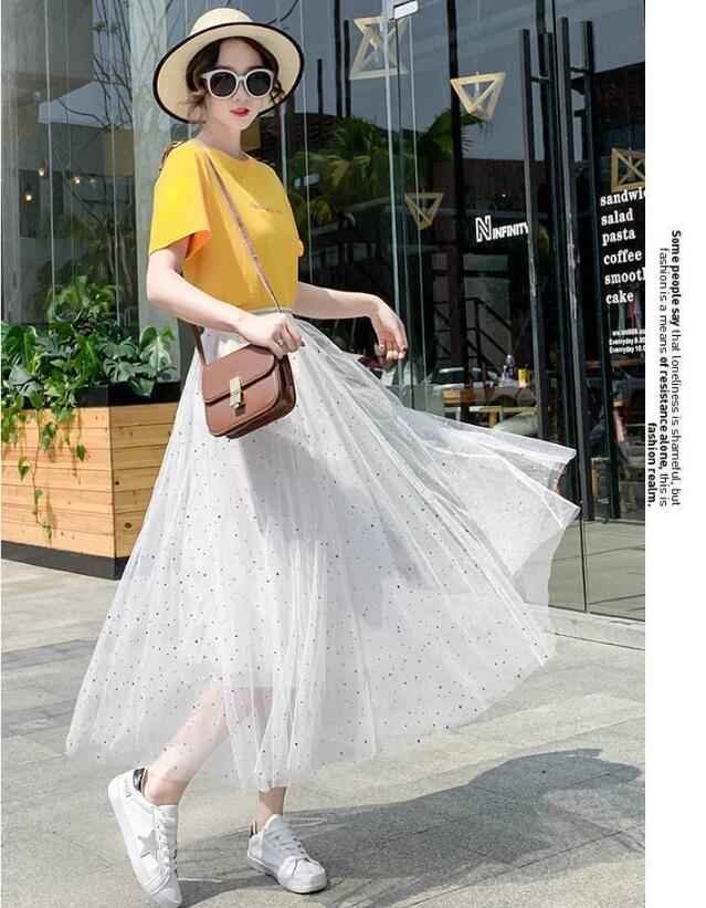 韓国風 レディース 夏新作 メッシュスカートフェアリースカート ファッションスカート XL ピンク