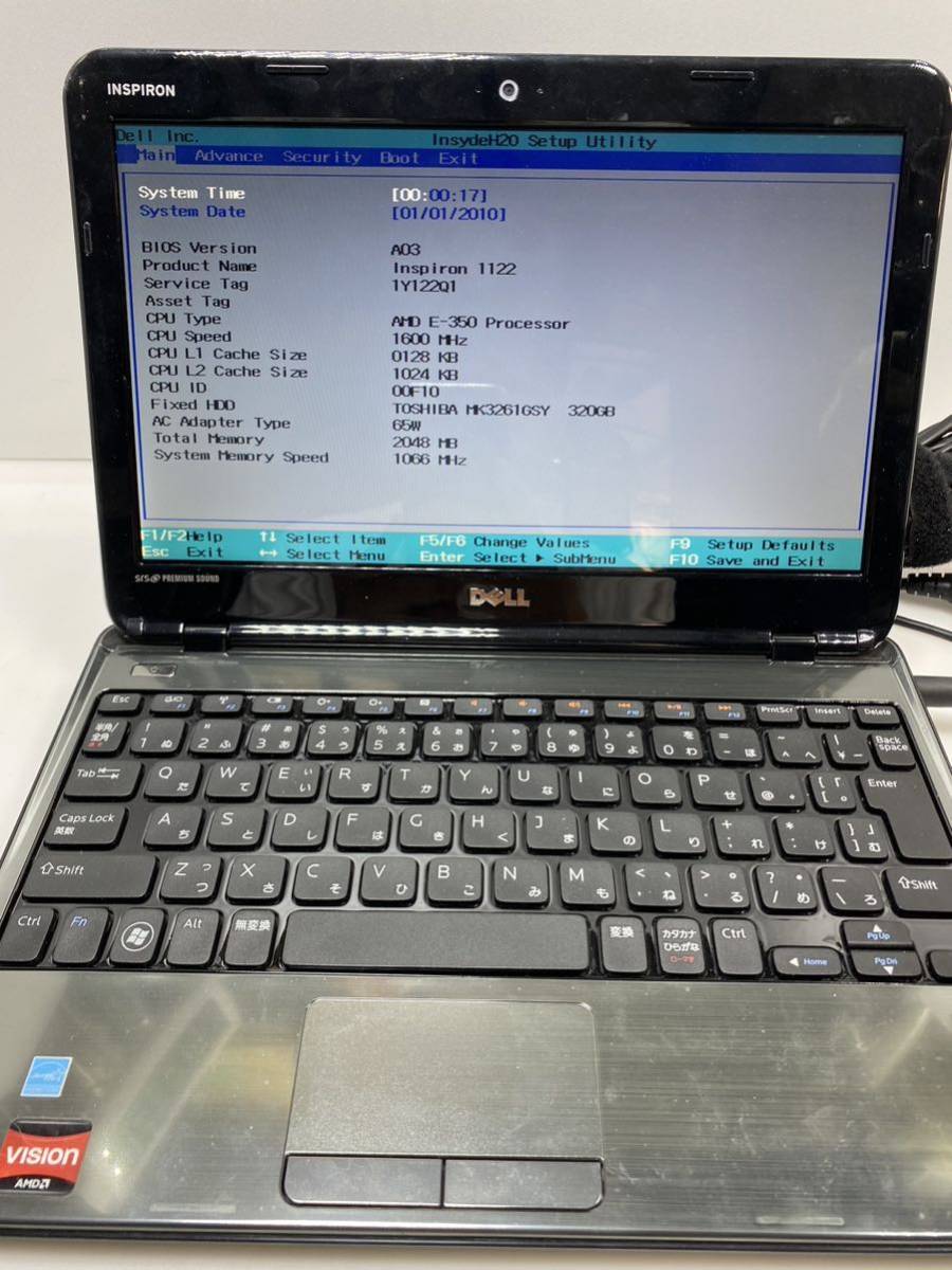 ZJFC3DP51626 DELL Inspiron1122 P07T AMD E-450 WITH Radeon HD Graphics 2GB HDD320GB ジャンク_画像1