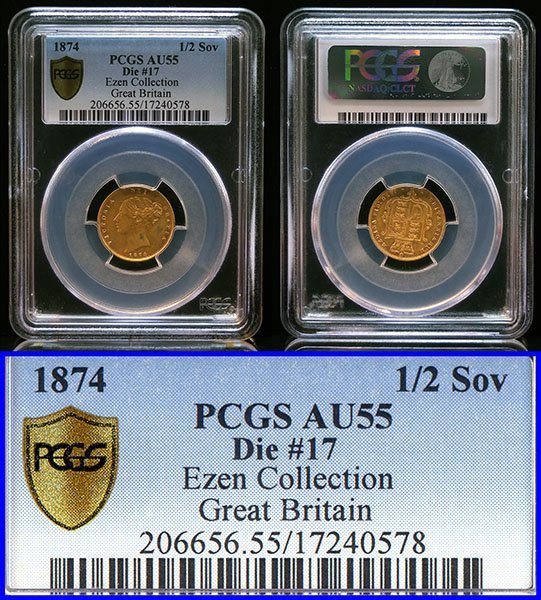 1873年 イギリス AU58 ヴィクトリア女王 金貨 1ソブリン PCGS