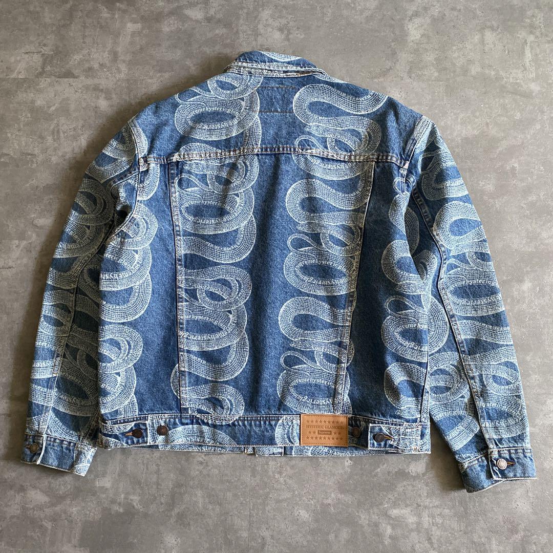 21SS Supreme Hysteric Glamour Snake Denim Trucker Jacket Blue