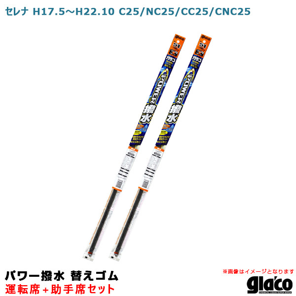 ガラコワイパー パワー撥水 替えゴム 車種別セット セレナ H17.5～H22.10 C25/NC25/CC25/CNC25 運転席+助手席 ソフト99 ht_画像1