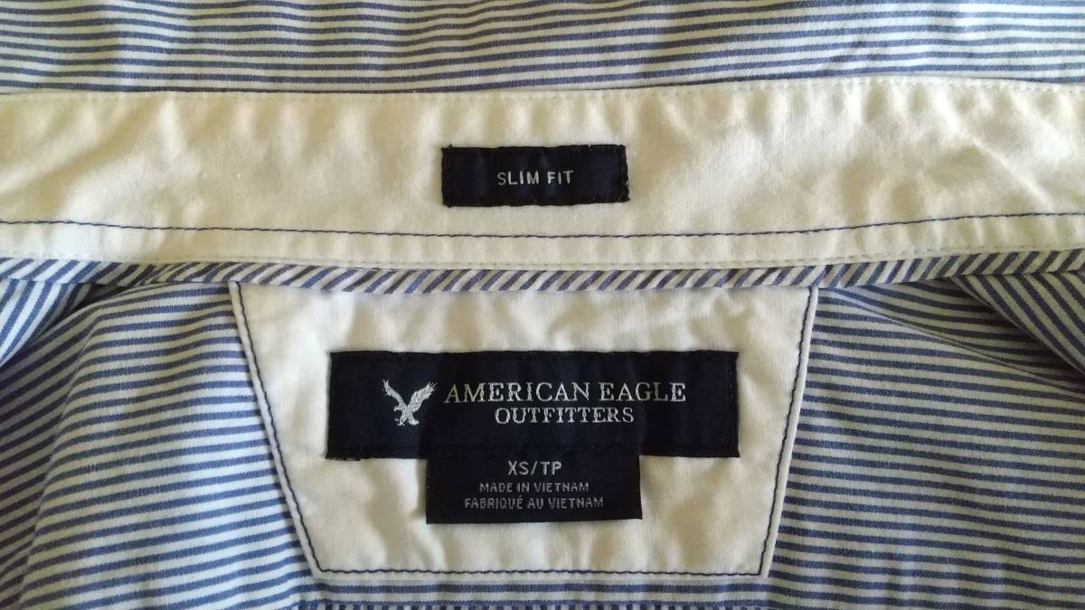 ■AMERICAN EAGLE アメリカン イーグル ストライプ シャツ XSサイズ Sサイズ相当 極美品■