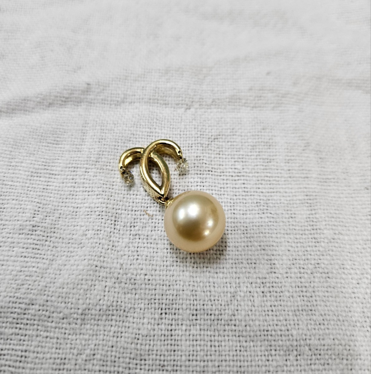 K18 pearl × diamond necklace top book@ pearl jewelry accessory 18 gold approximately 3.72g D0.17ct one bead pendant 