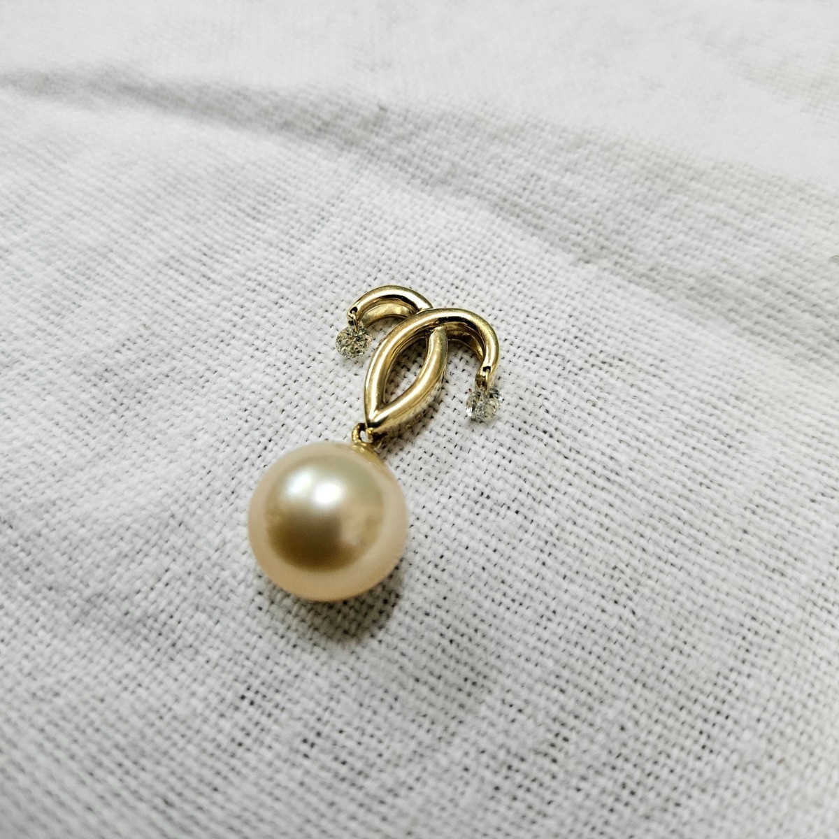 K18 pearl × diamond necklace top book@ pearl jewelry accessory 18 gold approximately 3.72g D0.17ct one bead pendant 