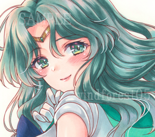  sailor Neptune autograph same person hand-drawn illustrations A4 kent paper 