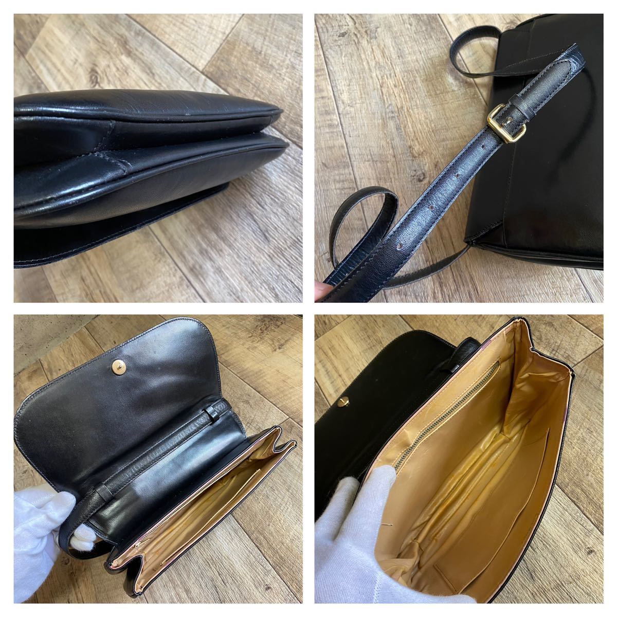 本物 CELINE セリーヌ マカダム金具 レザー ショルダーバッグ 肩がけ