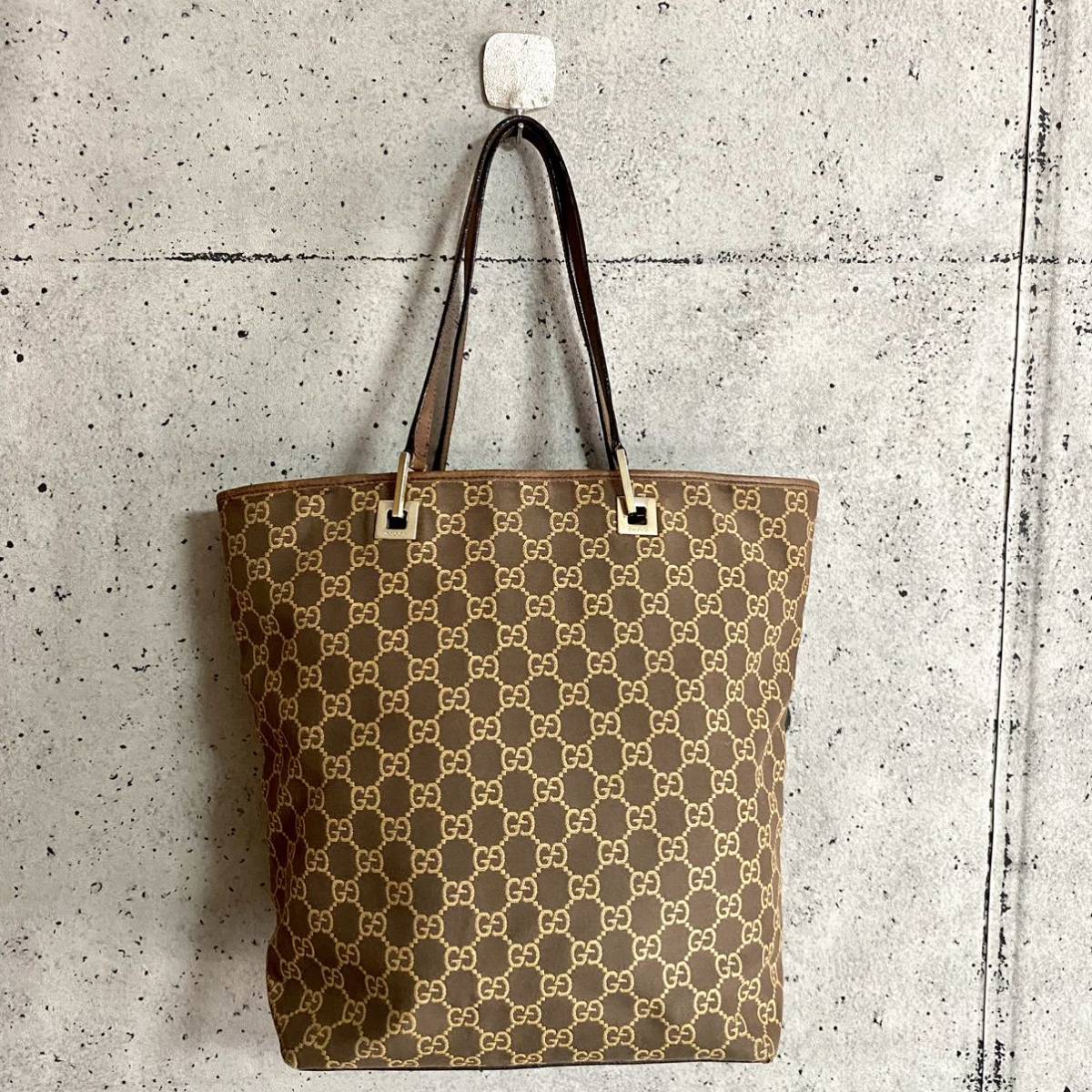 本物☆GUCCI グッチ GG キャンバス トートバッグ ブラウン ハンドバッグ レザー ビジネス バッグ オールド ヴィンテージ レディース メンズ_画像3