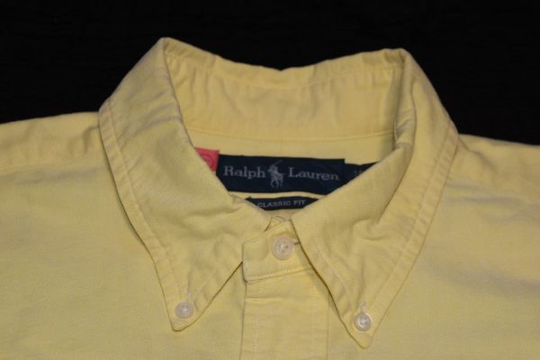 ⑤★ラルフローレン★POLO★ 黄色のオックスフォード半袖ボタンダウンシャツ　L_画像3