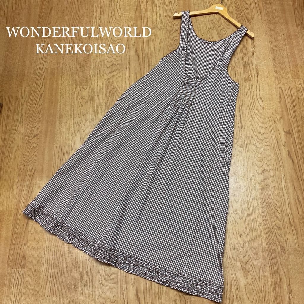  прекрасный товар *WONDERFULWORLD KANEKOISAO * one da полный world Kaneko Isao # безрукавка длинный One-piece тонкий One-piece чай белый ( проверка )