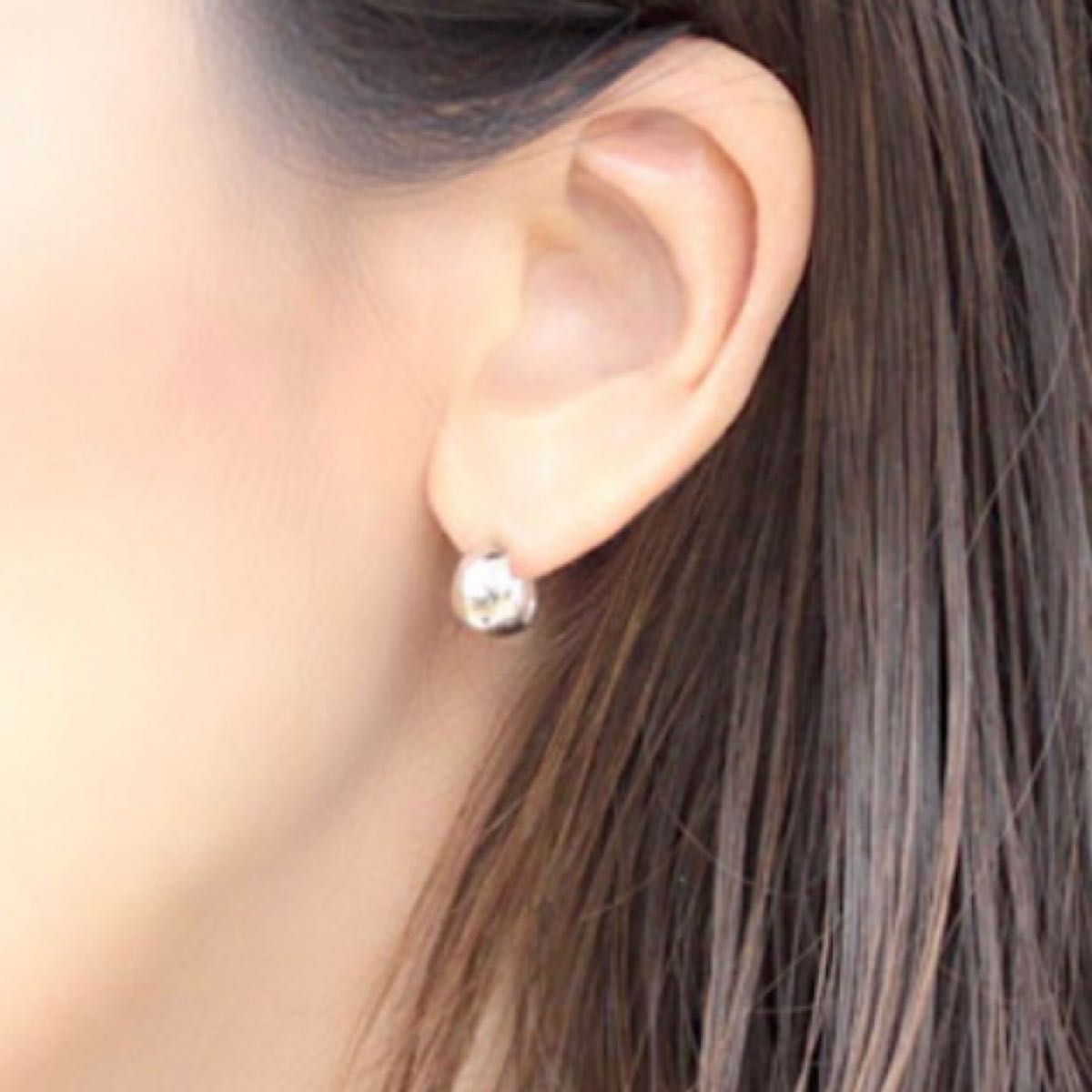 新品 PT900 プラチナ ムーンフープ 7×10mm ピアス 刻印あり 上質 日本