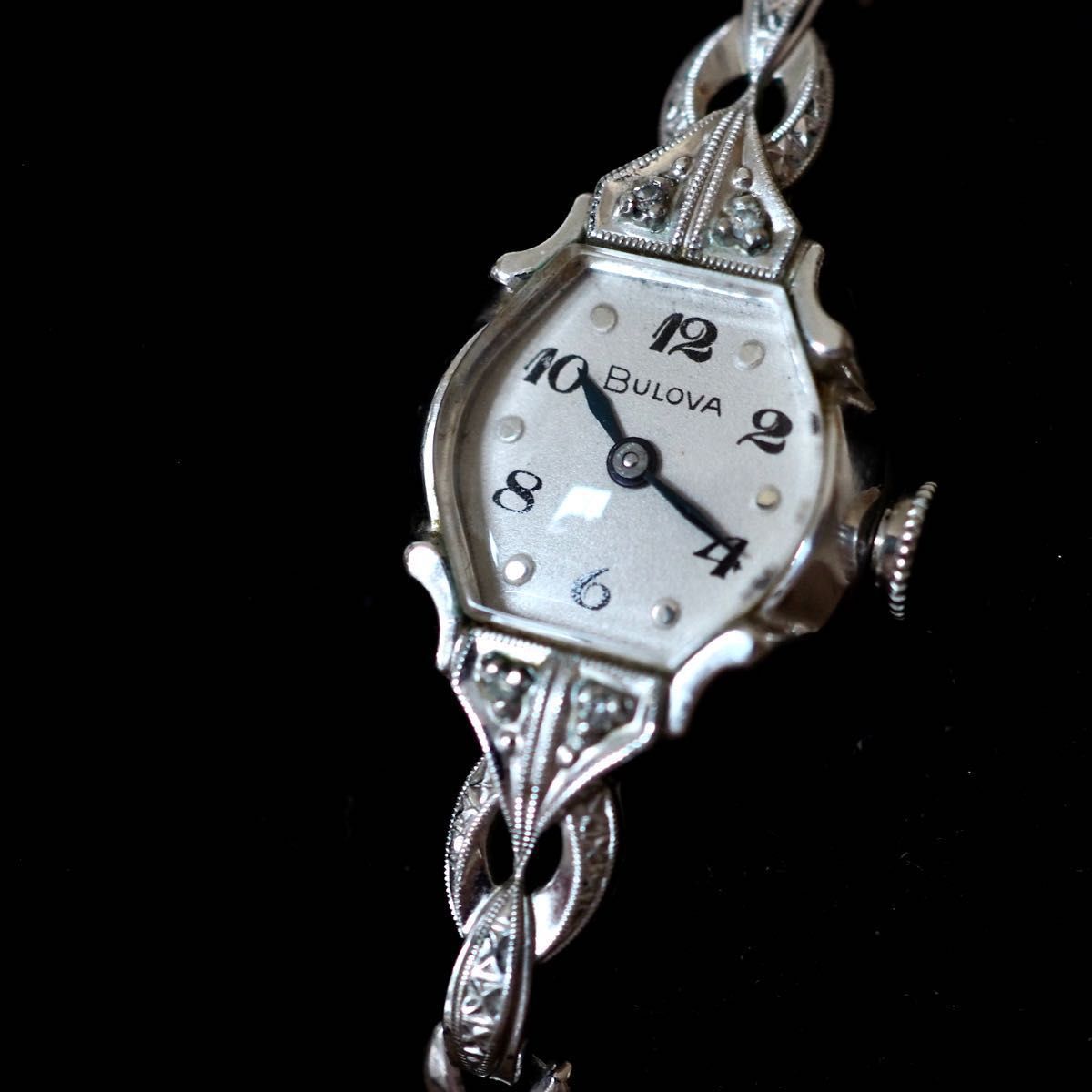美品 BULOVA ブローバ ダイヤ付 カクテルウォッチ ☆アンティーク時計