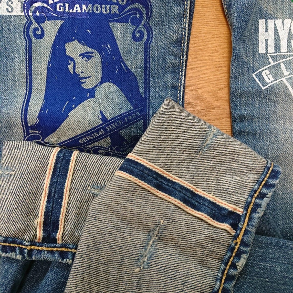 HYSTERIC GLAMOUR ペイント デニム  W29 赤耳 SP加工 COLLAGE pt