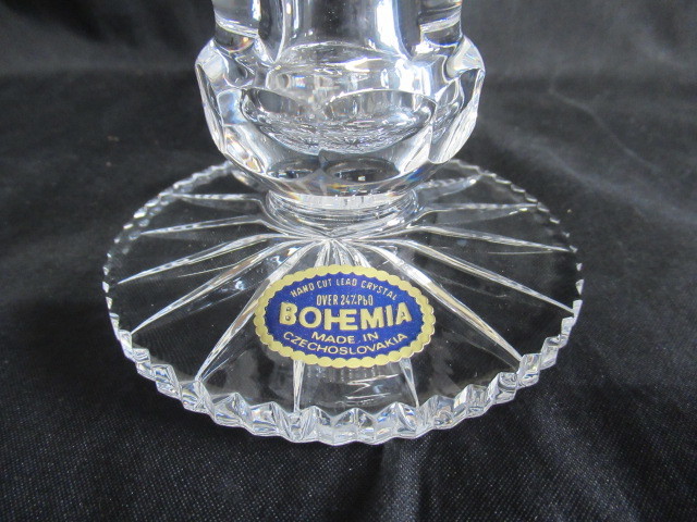 未使用【愛知店舗】BOHEMIAN GLASS フラワーベース クリスタルガラス 花瓶 花器 インテリア チェコスロバキア 共箱付き_画像8