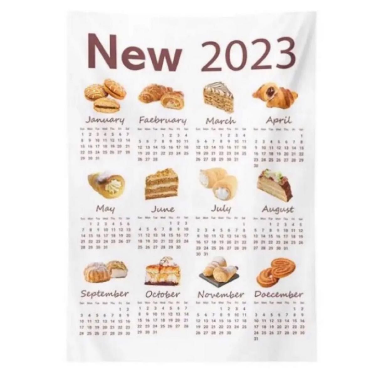 新品*  2023年 ファブリックカレンダー  韓国インテリア  タペストリー