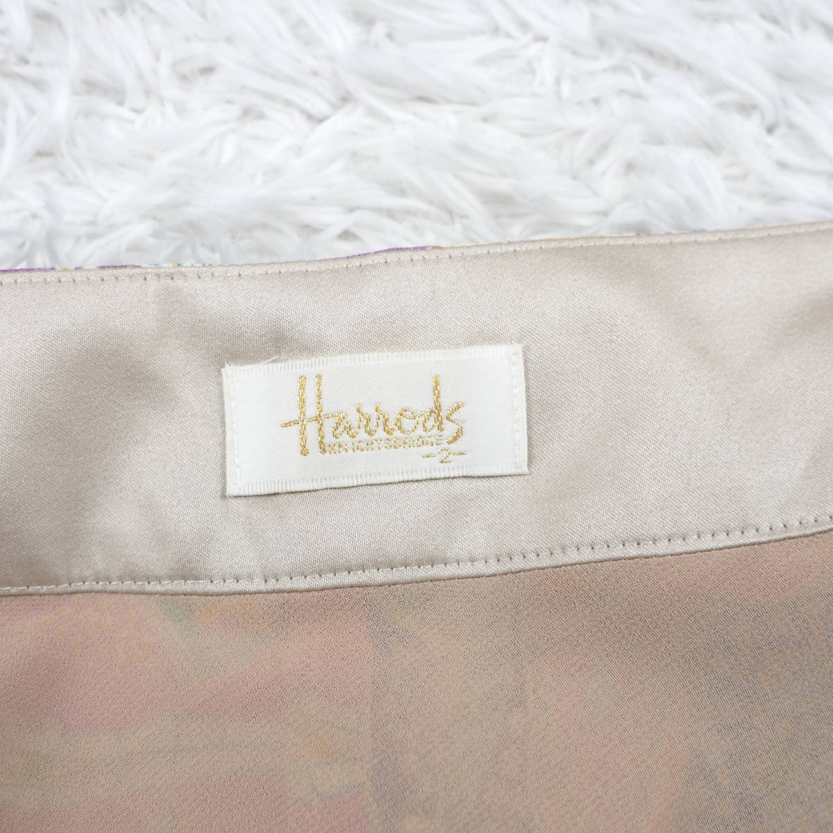 Y9957*最高級☆Harrods ハロッズ☆ペイズリー柄☆総柄☆ひざ丈☆スカート☆ピンク_画像4