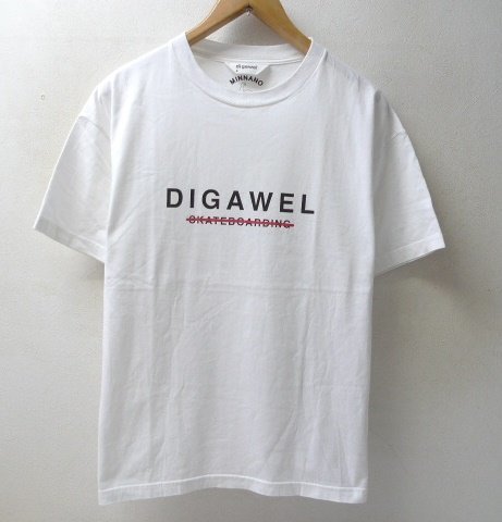 ◆Digawel ディガウェル minnano ミンナノ 定番 ロゴ クルーネック Tシャツ 白 サイズ4 美品_画像1