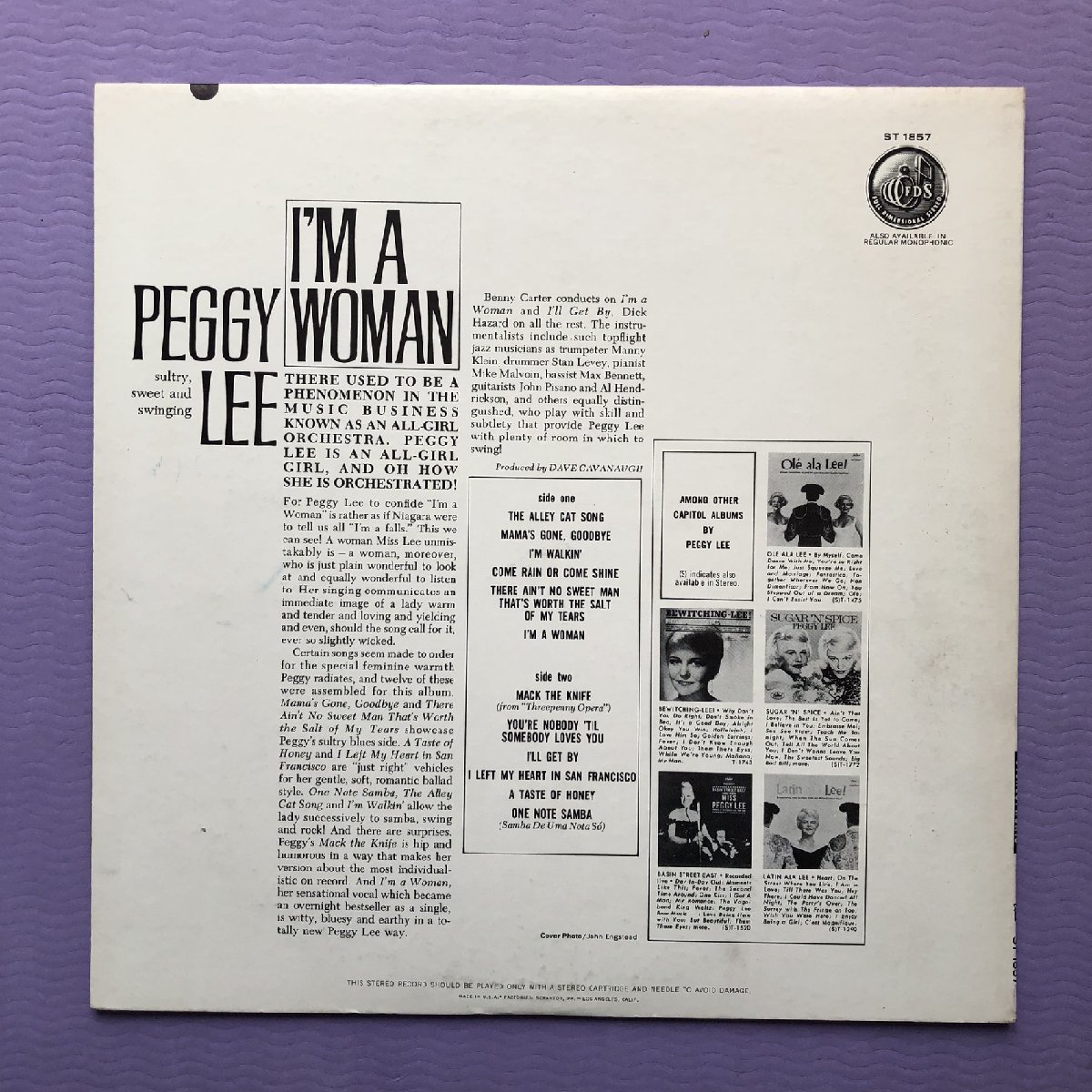 新品】 Woman: A I'm LPレコード Lee Peggy ペギー・リー 1963年米国