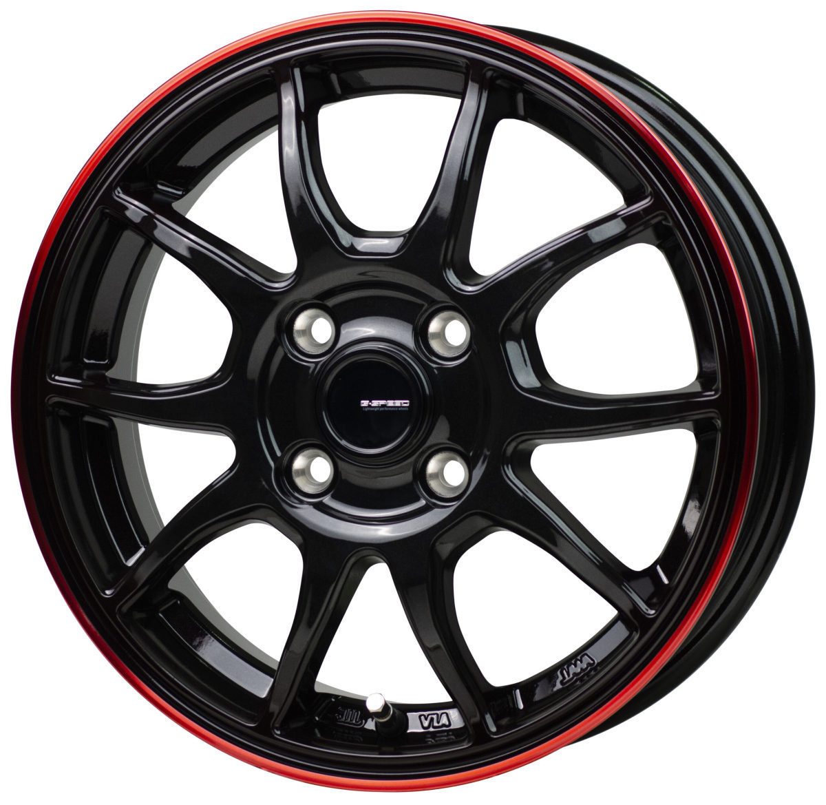 [業販限定販売] [新品] [12インチ] [軽量] [G.speed P-06] [3.5J+42 4-100] [BK/RED] [ジースピード] [ホイール4本] [ホットスタッフ製]_画像1